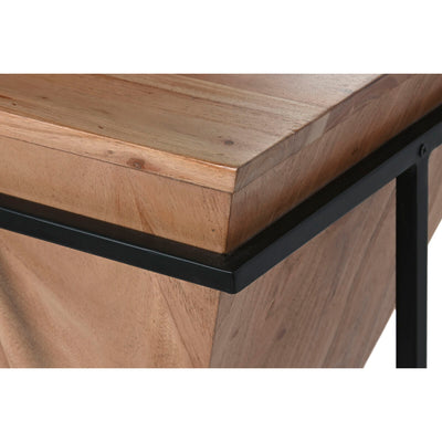 Small Side Table Home ESPRIT Brown Black Metal Acacia 41 x 41 x 67 cm