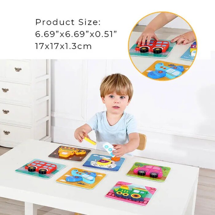 6 In Mini Transportation Puzzle - 17x17x2cm