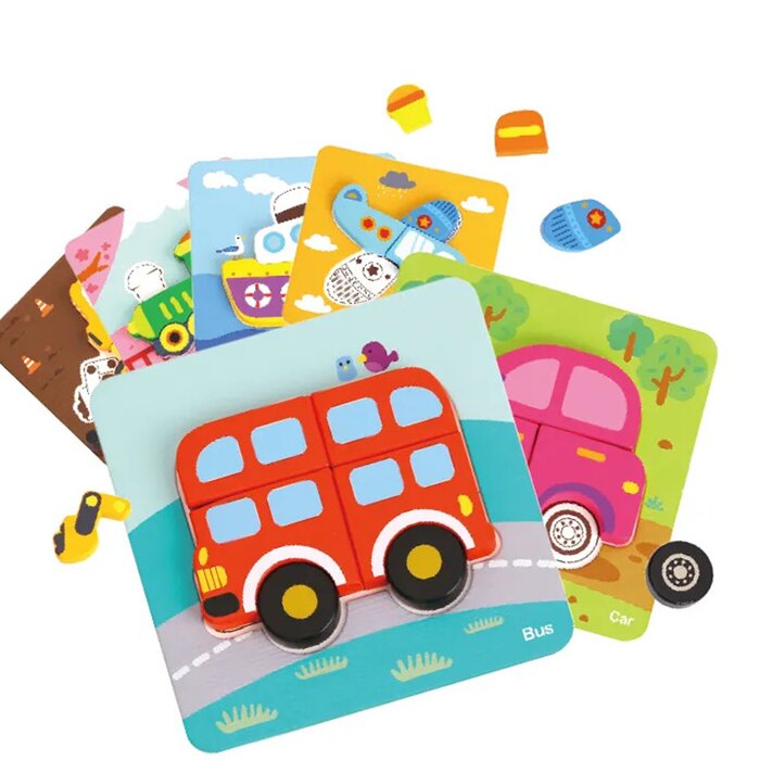 6 In Mini Transportation Puzzle - 17x17x2cm
