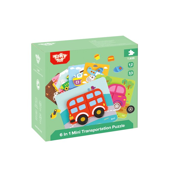 6 In Mini Transportation Puzzle - 17x17x2cm