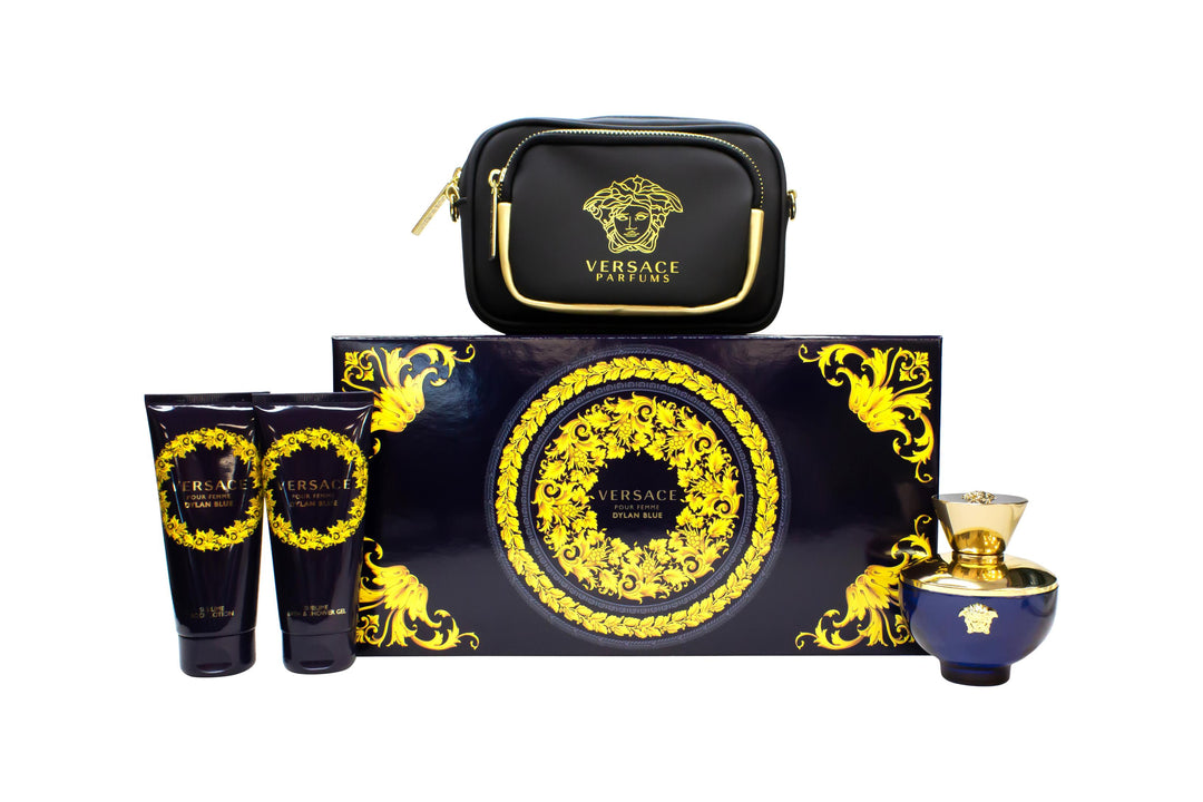 Versace Pour Femme Dylan Blue Gift Set 100ml EDP + 100ml Shower Gel + 100ml Body Lotion + Purse