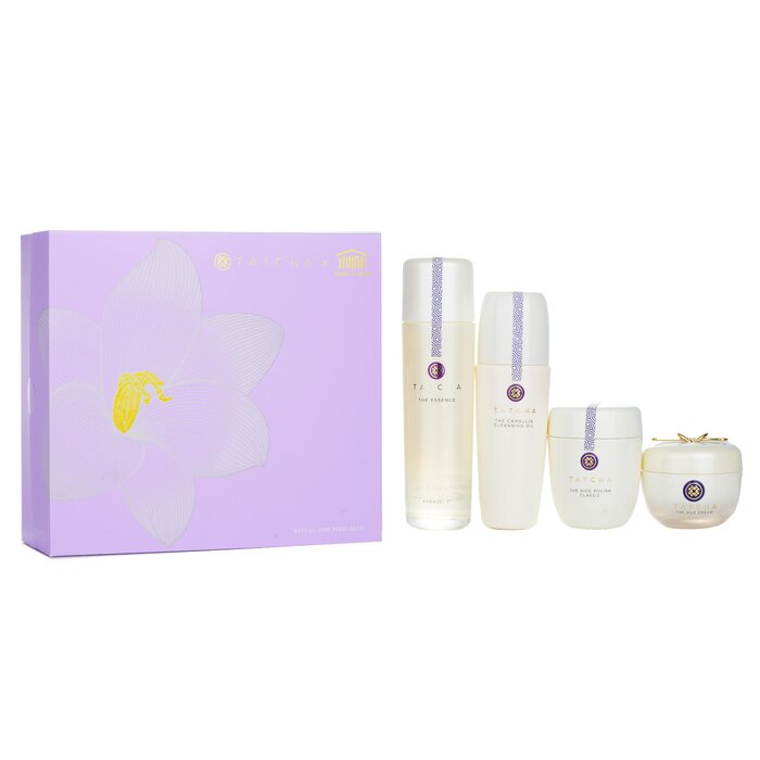 Ritual For Firm Skin Set: Camellia Cleansing Oil 150ml + Essence 150ml + Silk Cream 50ml + Rice Polish 60g - 4pcs