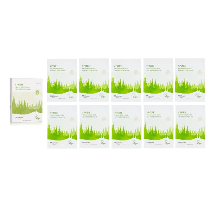 Vegan Green Mild Tee Tree Pore Mask - 10pcs