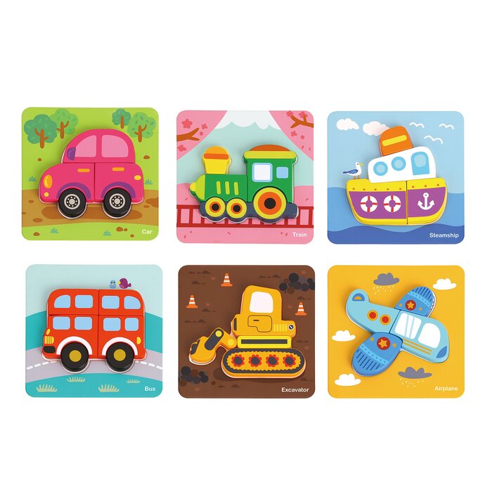 6 In Mini Transportation Puzzle - 17x17x2cm