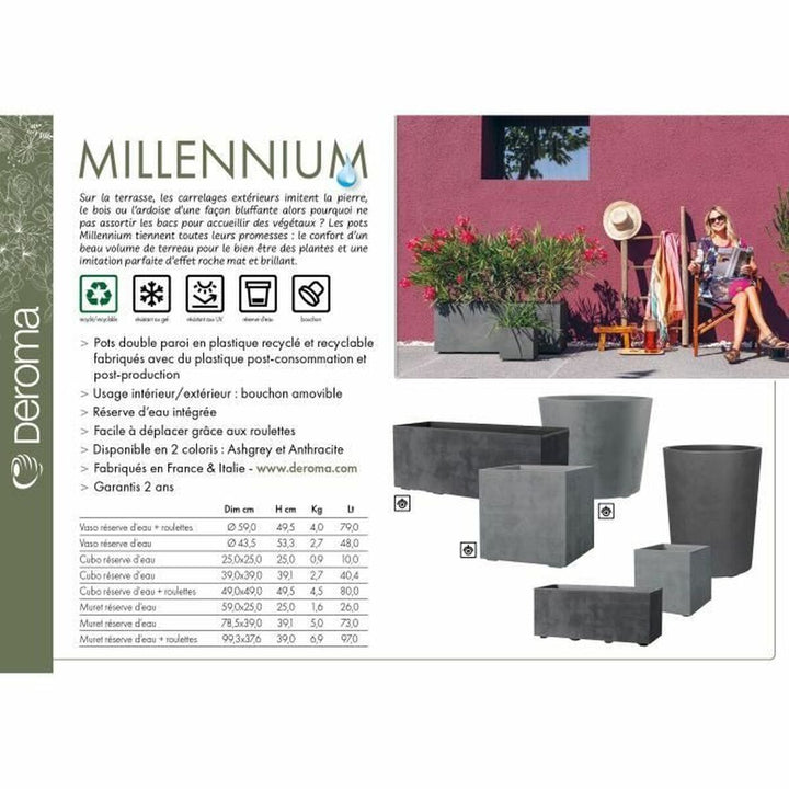 Self-watering planter Deroma Grey 99 cm Plastic Rectangular