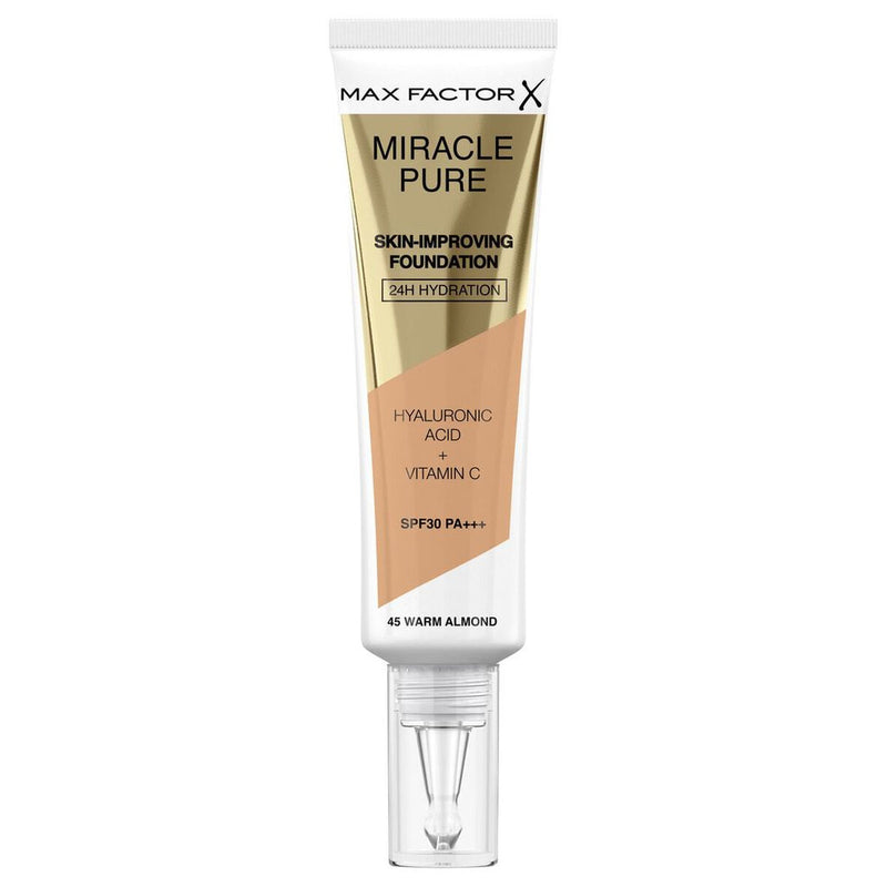 Base de Maquilhagem Cremosa Max Factor Miracle Pure Nº 45 Warm almond Spf 30 30 ml