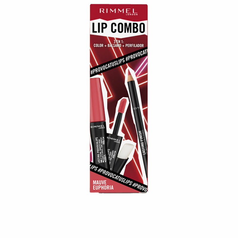 Conjunto de Maquilhagem Rimmel London Lip Combo 3 Peças Mauve Euphoria