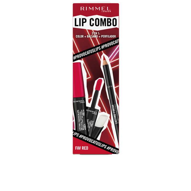 Conjunto de Maquilhagem Rimmel London Lip Combo 3 Peças Fav Red