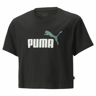 Child's Short Sleeve T-Shirt Puma Logo Cropped  Black