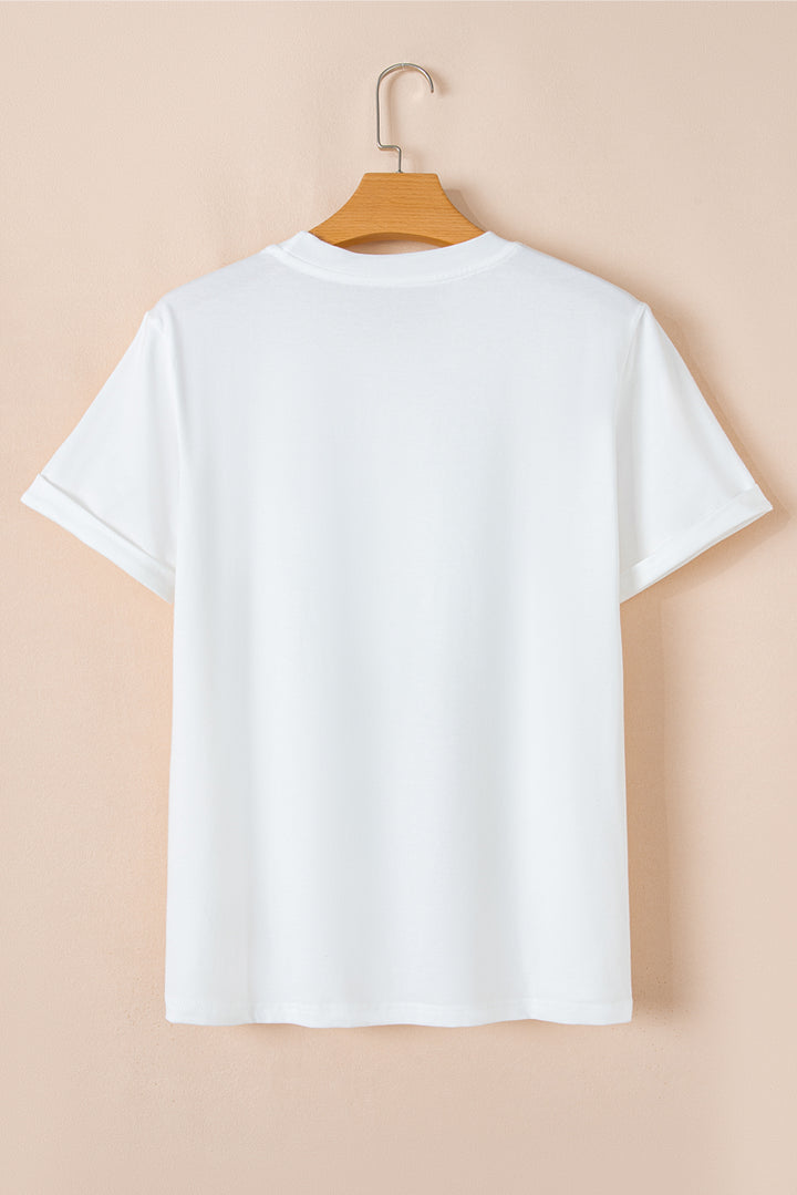 White Believe Christmas Father Graphic Crewneck T Shirt