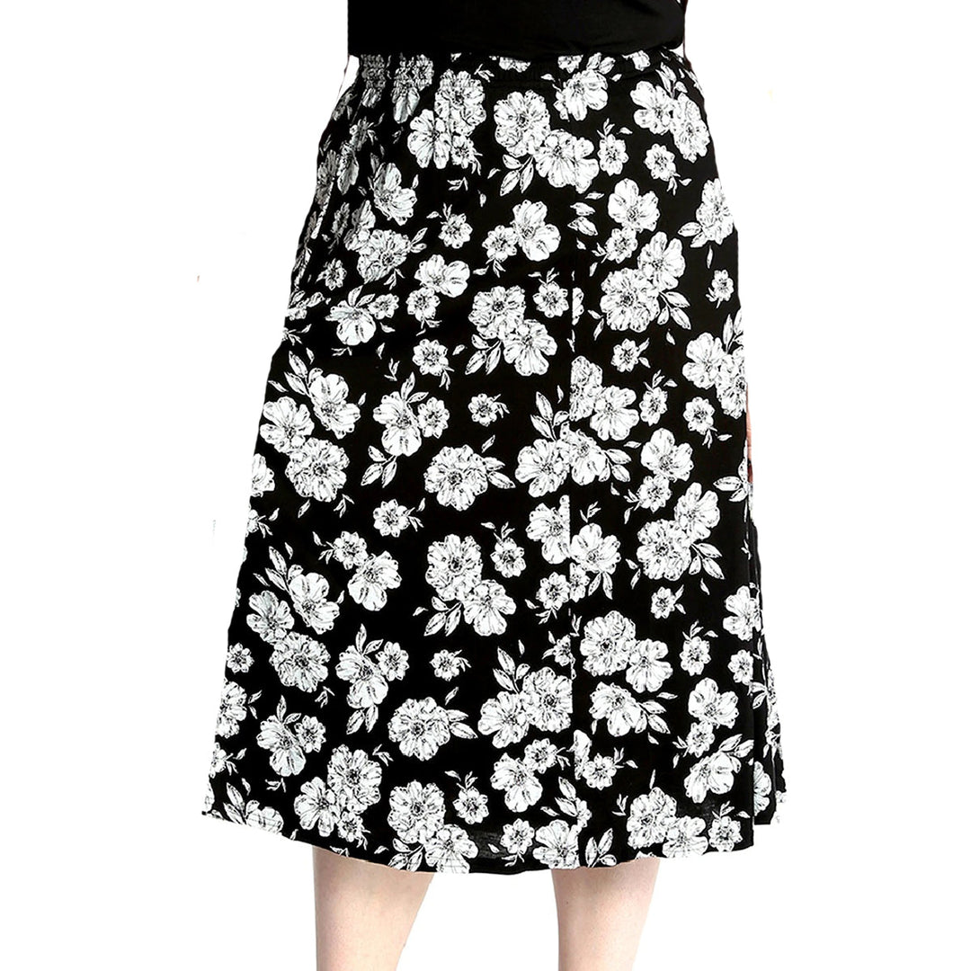 ROCKTHOSECURVES CALF LENGTH FLORAL ELASTIC WAIST SKIRT