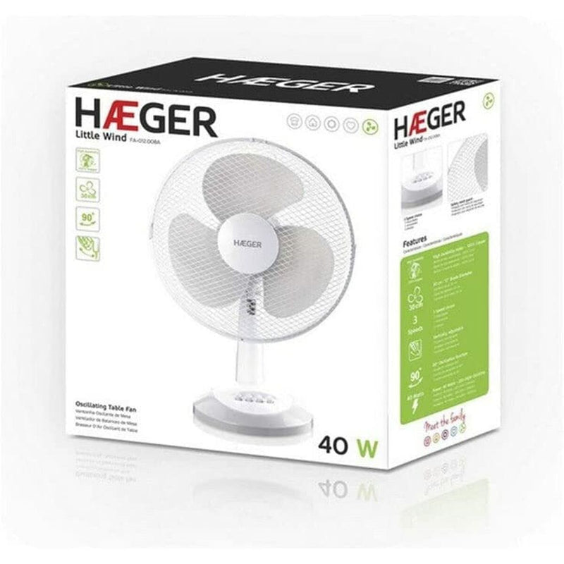 Ventilateur de Bureau Haeger FA-012.008A Blanc 40 W