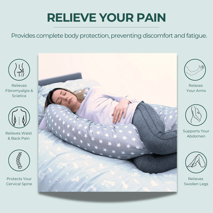 9 Ft Maternity Pillow And Case - Light Blue