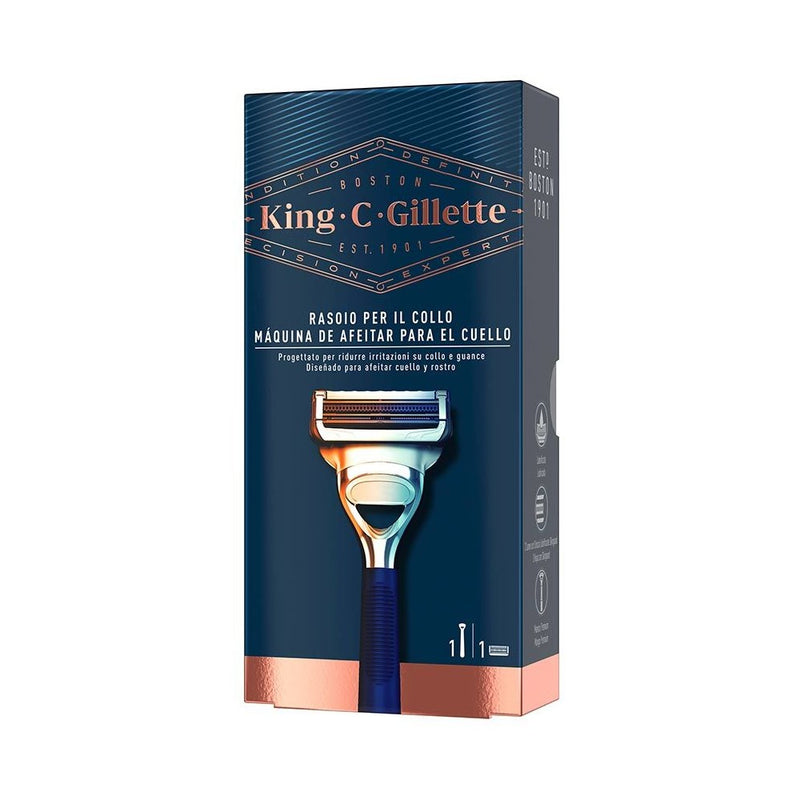 Máquina de Barbear Manual King C Gillette Neck Razor Azul