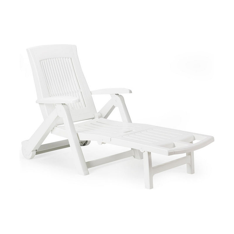 Sun-lounger IPAE Progarden Zircone Foldable With wheels White polypropylene (72 x 195 x 101 cm)