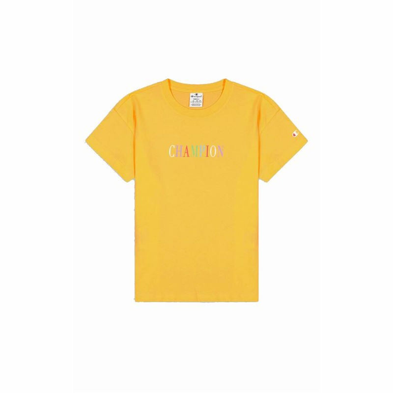 Women’s Short Sleeve T-Shirt Champion Crewneck Croptop Yellow