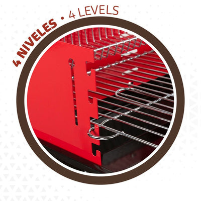 Roues de barbecue au charbon de bois Aktive Acier Plastique Métal émaillé 66 x 85 x 44 cm Rouge