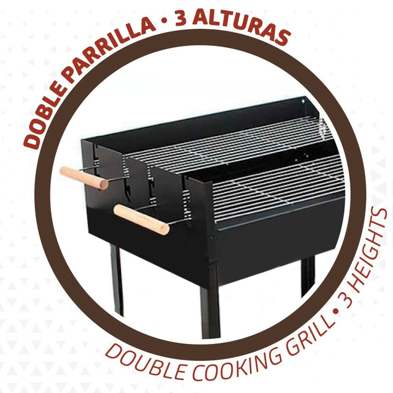 Coal Barbecue with Wheels Aktive Enamelled Metal 100,5 x 88,5 x 40 cm Black