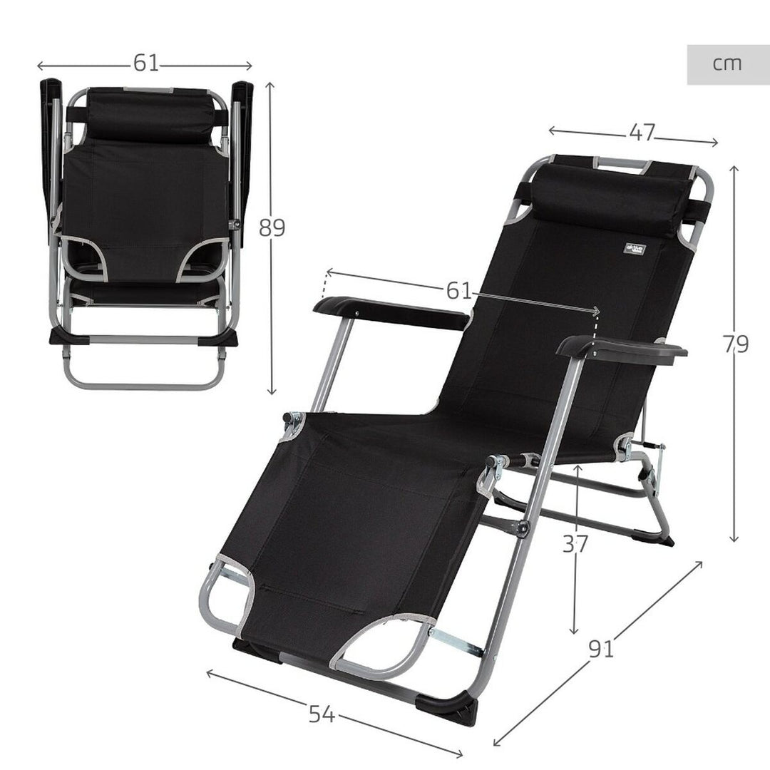 Sun-lounger Aktive Black 153 x 33 x 47 cm