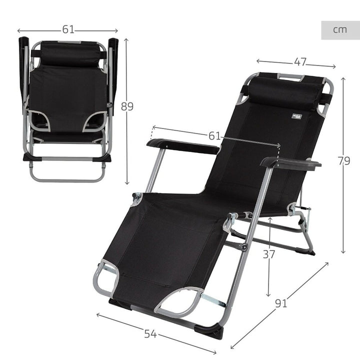 Sun-lounger Aktive Black 153 x 33 x 47 cm