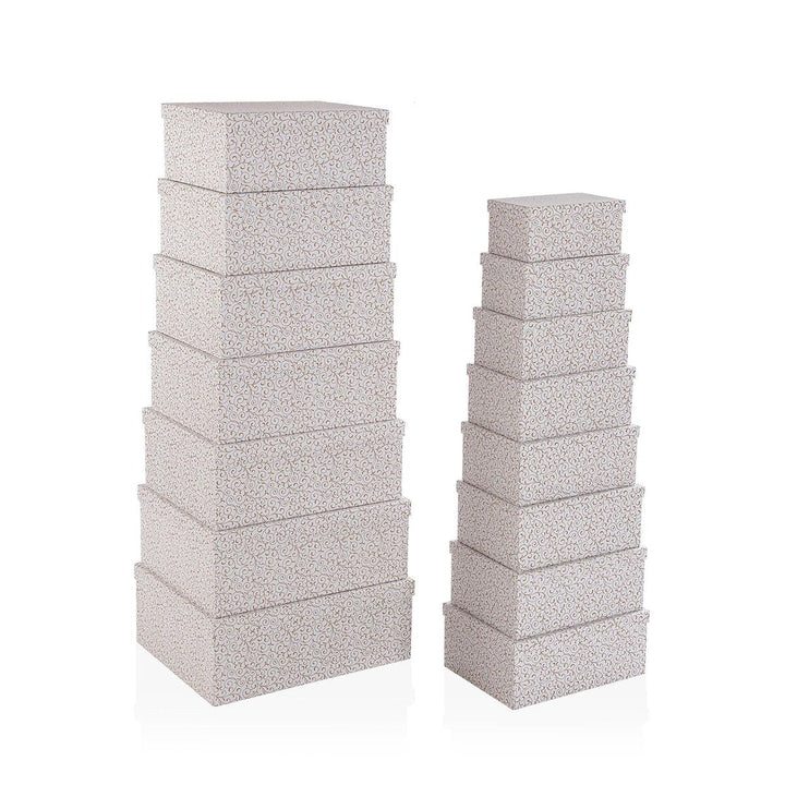 Set of decorative boxes Versa Serpentine Cardboard (15 Pieces)