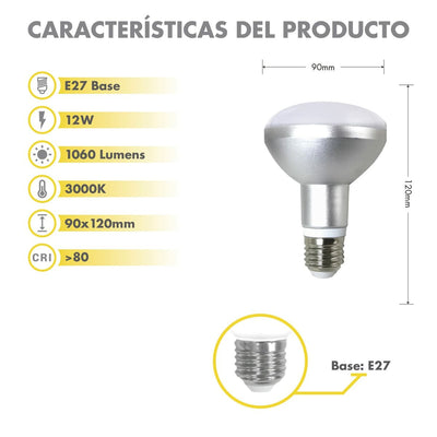 LED lamp Silver Electronics 999007 R90 E27 12W 3000K
