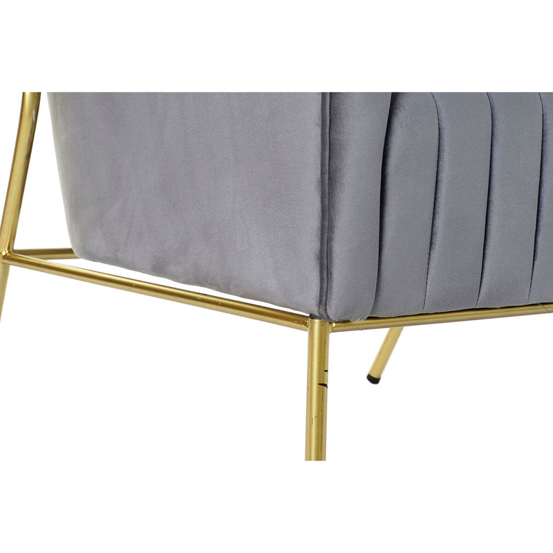 Armchair DKD Home Decor 8424001802135 Grey Golden Metal Polyester (70 x 75 x 86 cm)