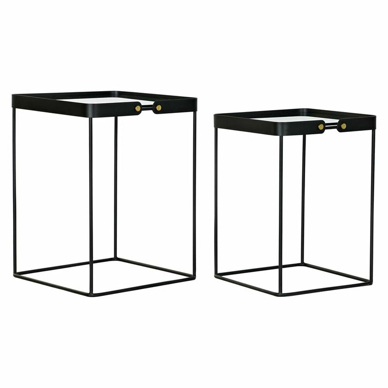 Set of 2 small tables DKD Home Decor Black Golden 42 x 42 x 56 cm