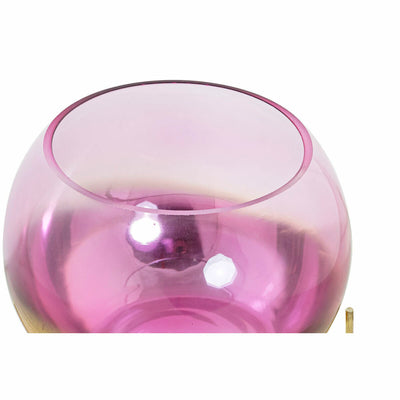 Candleholder DKD Home Decor 8424001830619 Pink Golden Metal Crystal 19 x 19 x 20,5 cm