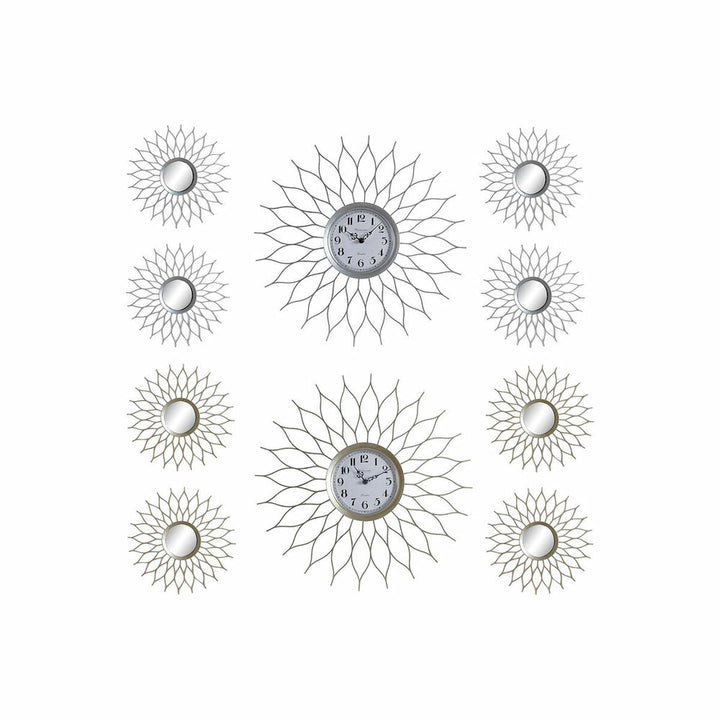 Wall Clock DKD Home Decor Champagne Silver polypropylene Mirror 50 x 4 x 50 cm 5 Pieces (2 Units)