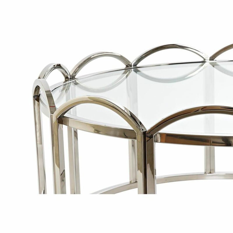 Mesa de apoio DKD Home Decor Cristal Prateado Metal (100 x 100 x 45 cm)