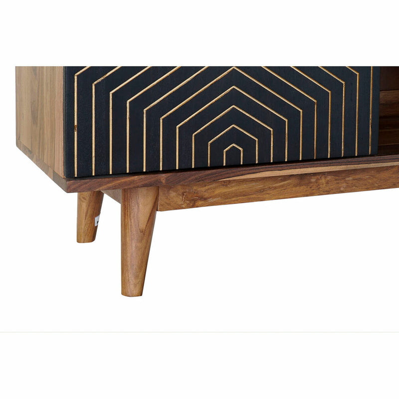 TV furniture DKD Home Decor Black Natural Wood 130 x 40 x 57 cm