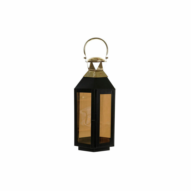 Lanterne DKD Home Decor Noir Verre Fer Doré (22 x 20 x 46 cm)