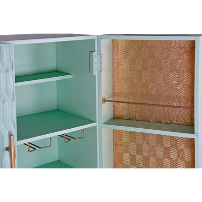 Sideboard DKD Home Decor Bottle rack Metal Wood Turquoise (90 x 48 x 130 cm)