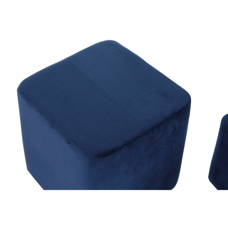 Repousa pés DKD Home Decor Azul Marinho Rosa Claro Madeira Plástico Veludo Urbana 36 x 36 x 35 cm (2 Unidades)
