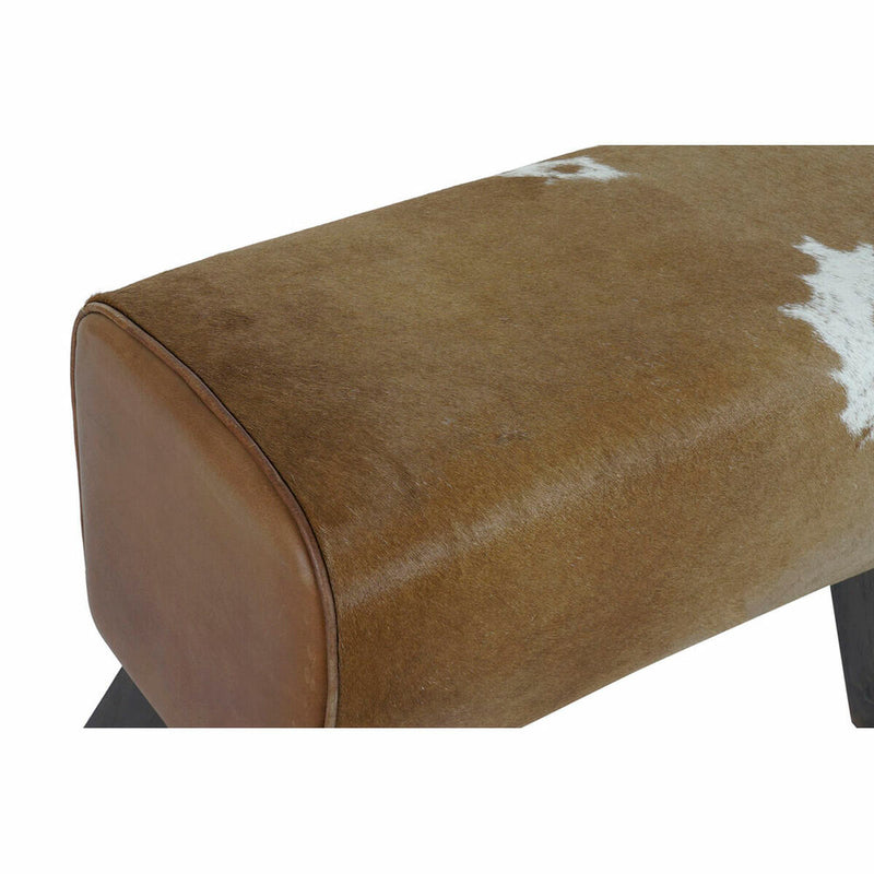 Repousa pés DKD Home Decor Preto Madeira Castanho Vaca Pele Branco (64 x 28 x 53 cm)