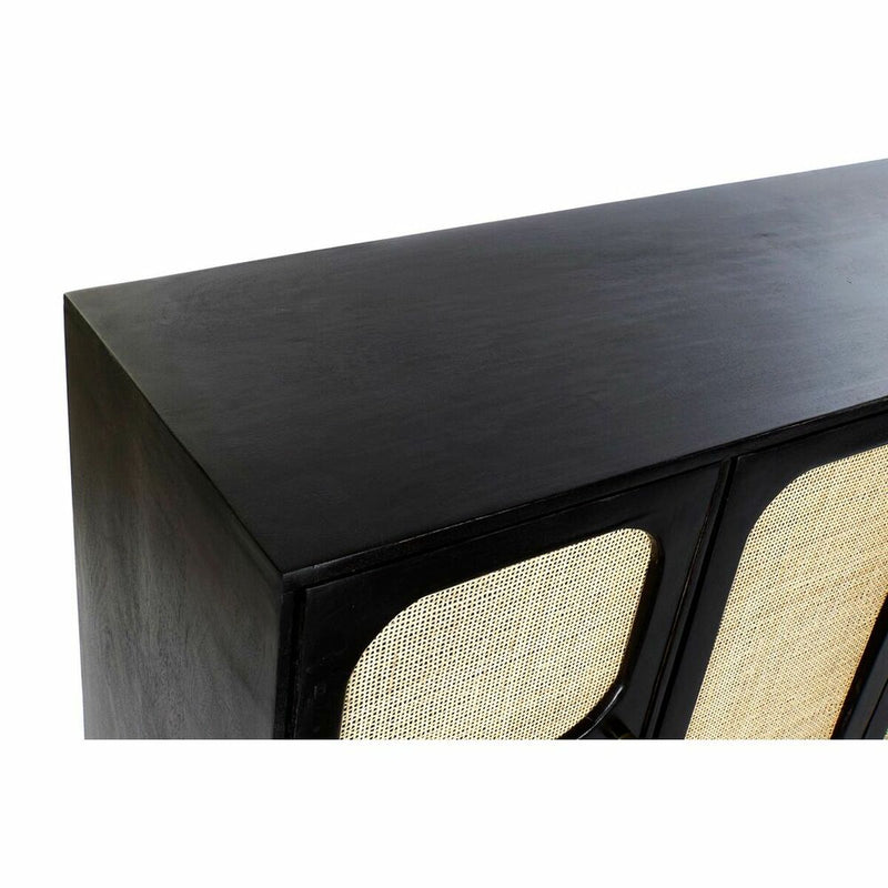 Sideboard DKD Home Decor Black Natural Rattan Mango wood (150 x 40 x 78 cm)