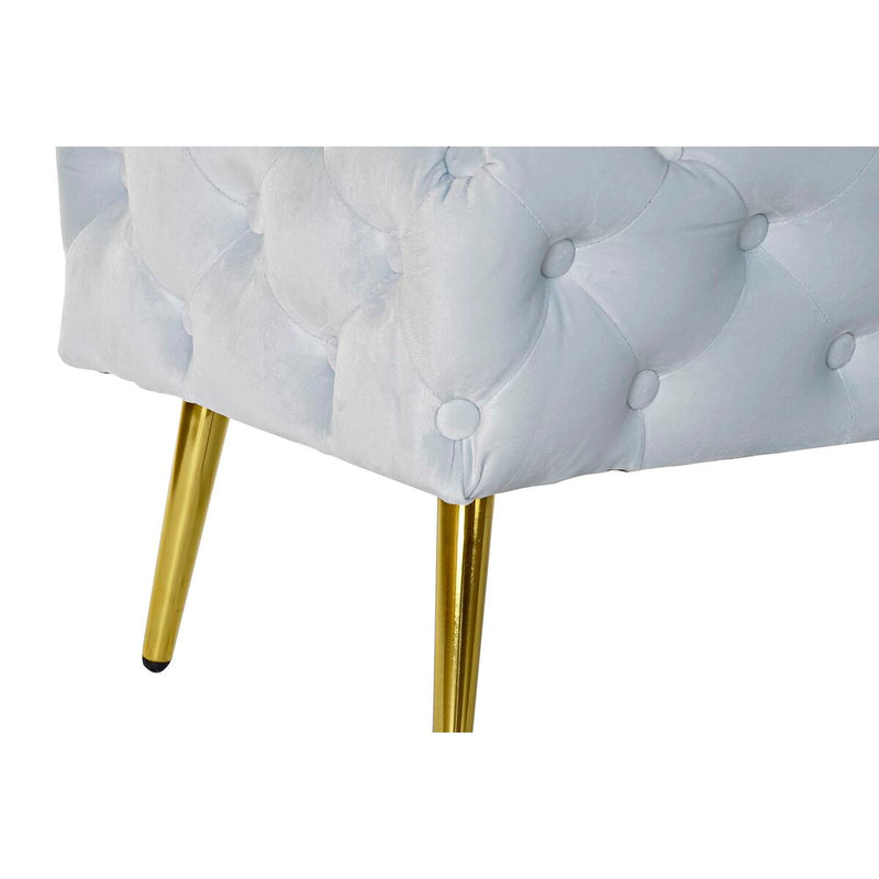 Bench DKD Home Decor   Golden Metal Polyester Velvet Sky blue (120 x 45 x 40 cm)