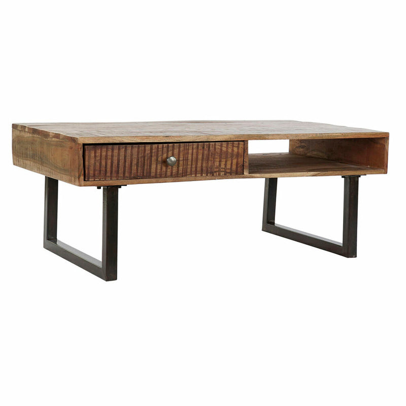Side table DKD Home Decor 118 x 65 x 45 cm Black Metal Brown Aluminium Mango wood