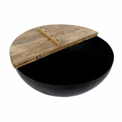 Side table DKD Home Decor Brown Black Metal Mango wood 95 x 95 x 40 cm 93,5 x 93,5 x 40 cm