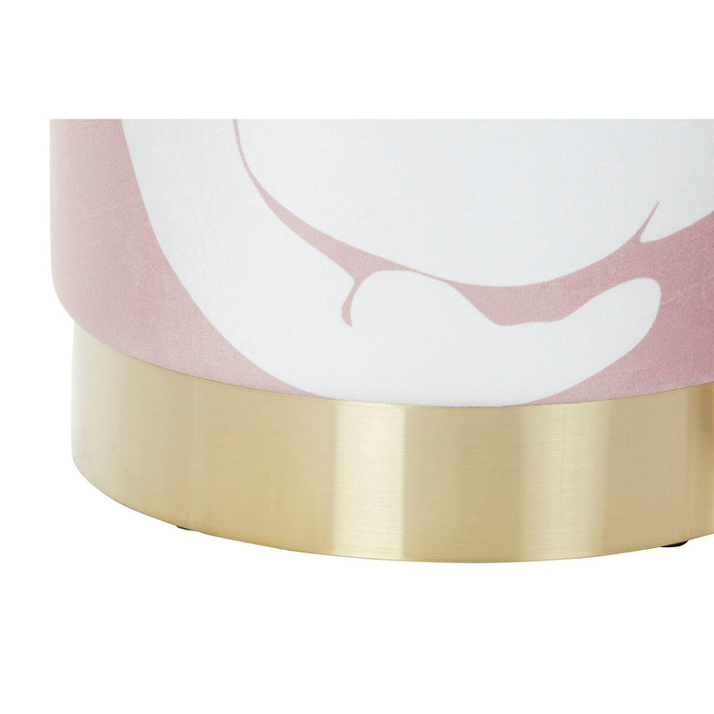 Footrest DKD Home Decor Scandi Golden White Light Pink 30 x 30 x 38 cm (2 Units)