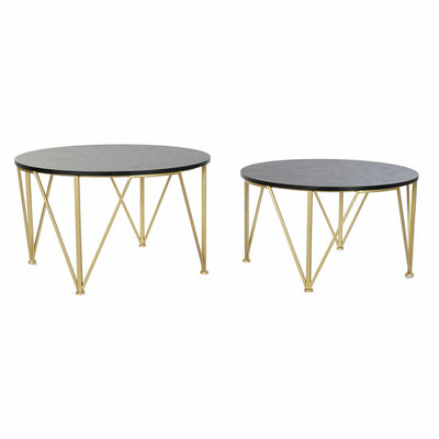 Set of 2 small tables DKD Home Decor Black Golden 79 x 79 x 46 cm