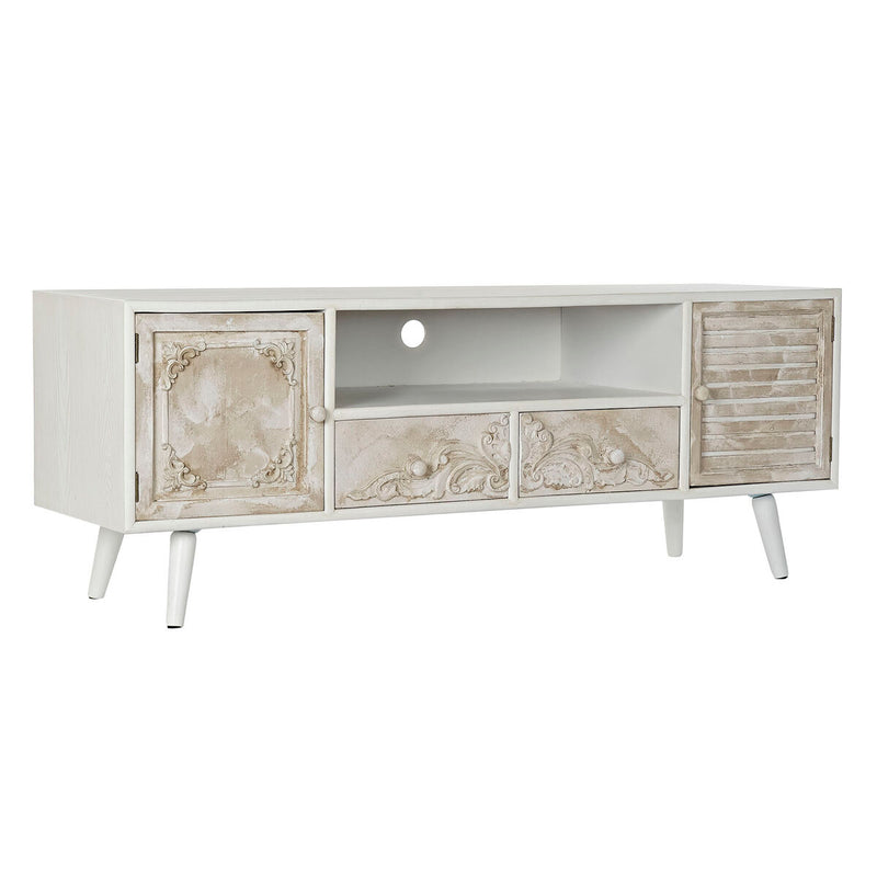 TV furniture DKD Home Decor 136 x 40,5 x 52 cm Fir Beige White MDF Wood