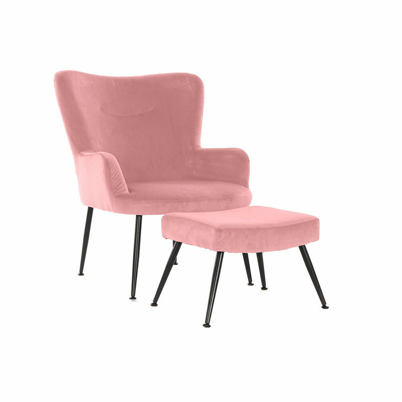 Armchair DKD Home Decor S3023869 Black Pink Metal Plastic Velvet Modern 70 x 60 x 84 cm