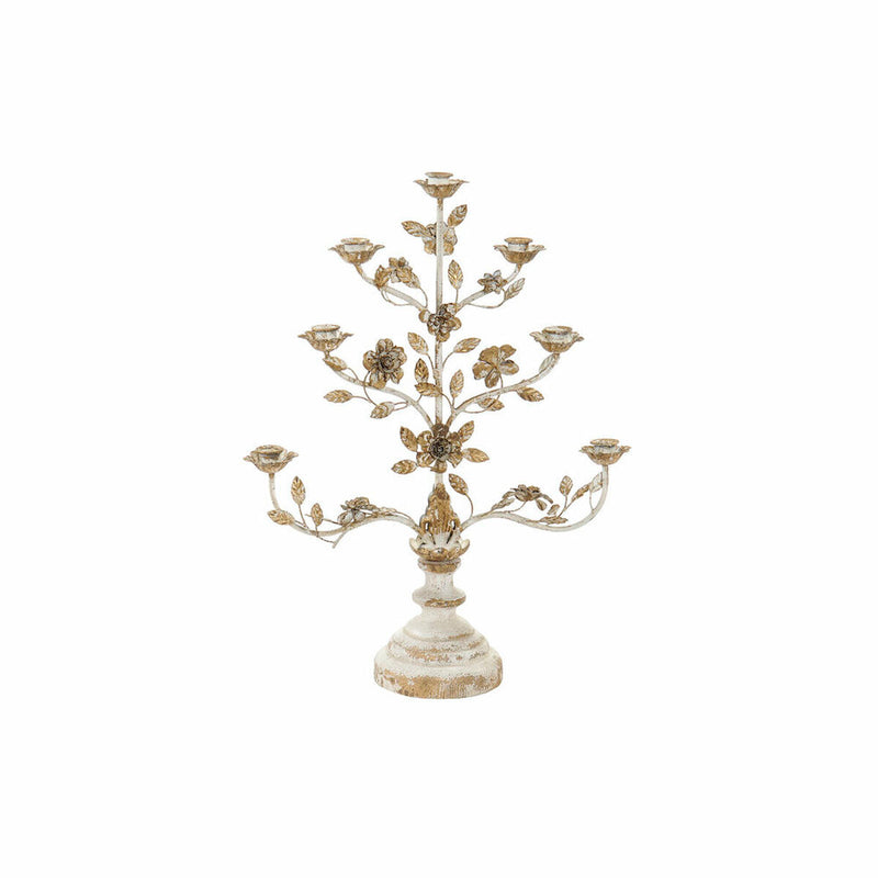 Circular Candelabra with Stand DKD Home Decor 61 x 21 x 83,5 cm Beige Metal Flowers