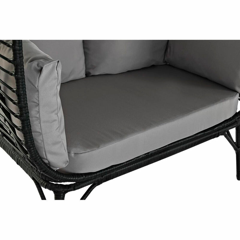 Garden sofa DKD Home Decor Black Beige synthetic rattan Steel (130 x 68 x 146 cm) (130 x 68 x 146 cm)