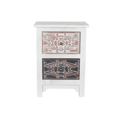 Nightstand DKD Home Decor White Floral Wood (48 x 36 x 67 cm)