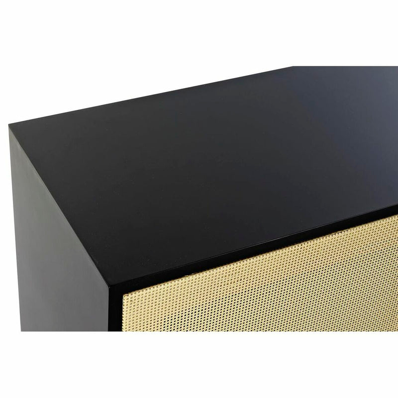 Meubles de télévision DKD Home Decor Noir Sapin Rotin (160 x 65 x 38 cm)