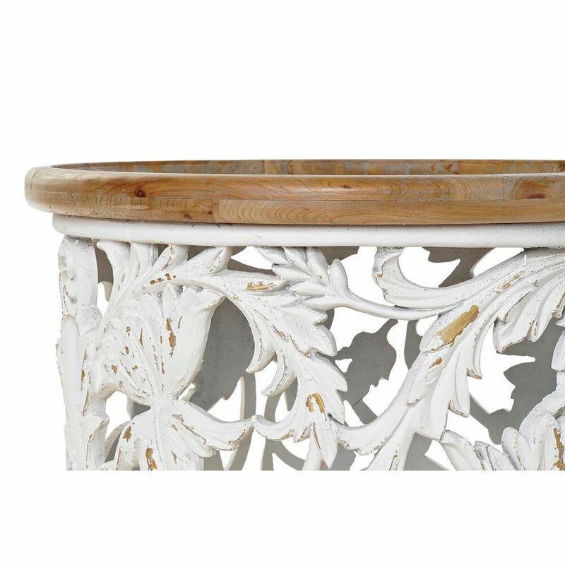 Side table DKD Home Decor Fir Natural MDF White Oriental (63 x 63 x 45 cm)
