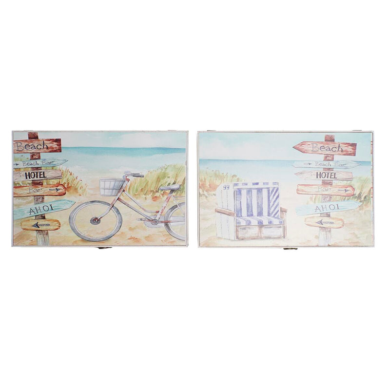 Cover DKD Home Decor Counter Beach MDF Wood 2 Units 46,5 x 6 x 31,5 cm